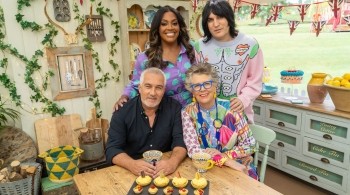 Alison Hammond, Noel Fielding, Paul Hollywood and Prue Leith in The Great Christmas Bake Off 2024