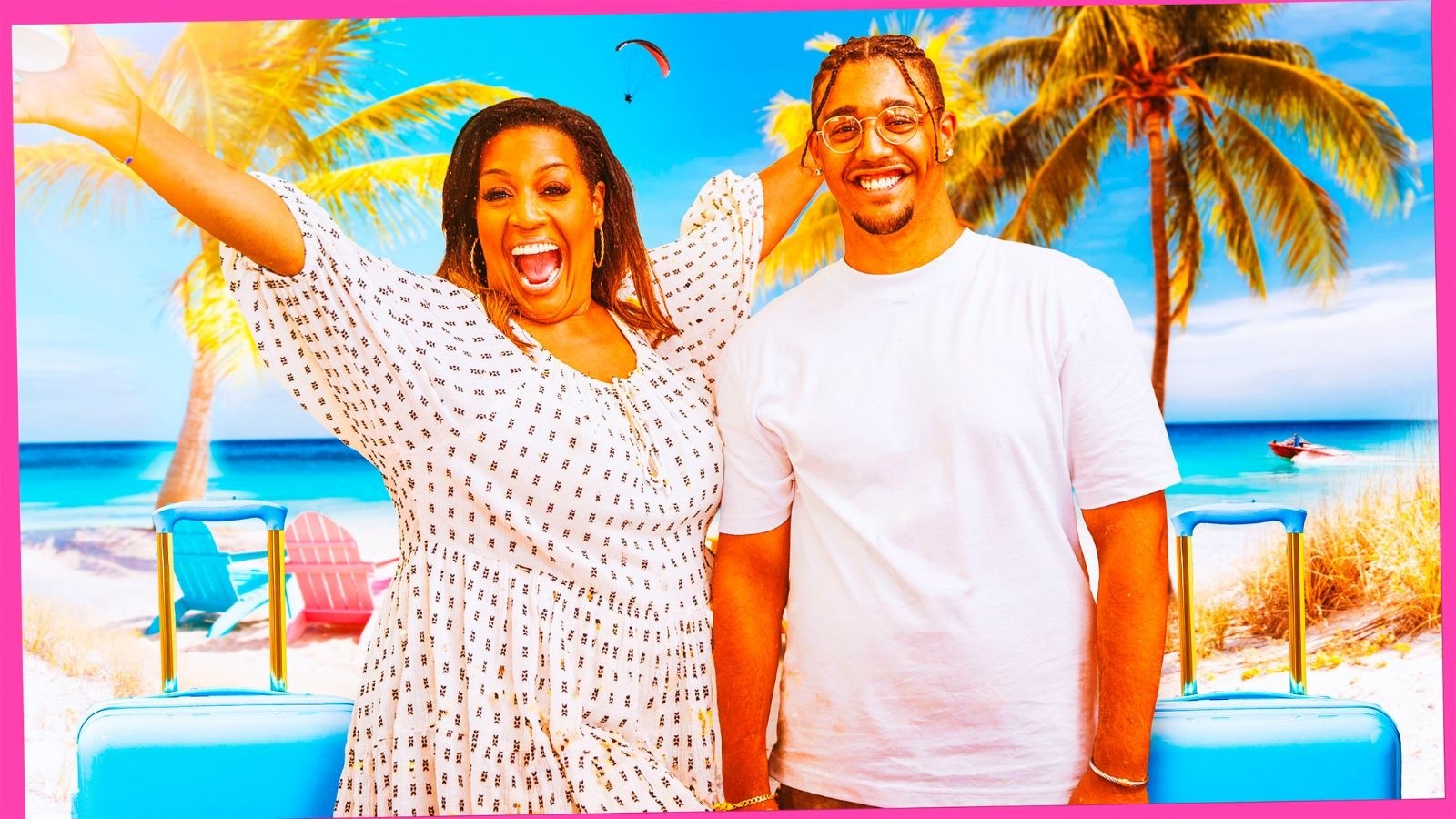 Alison Hammond and her son on holiday