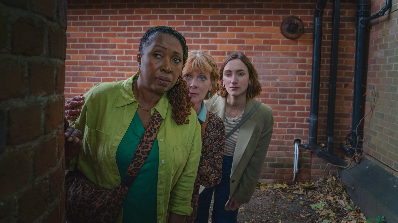 Jo Martin, Samantha Bond and Cara Horgan in Marlow Murder Club